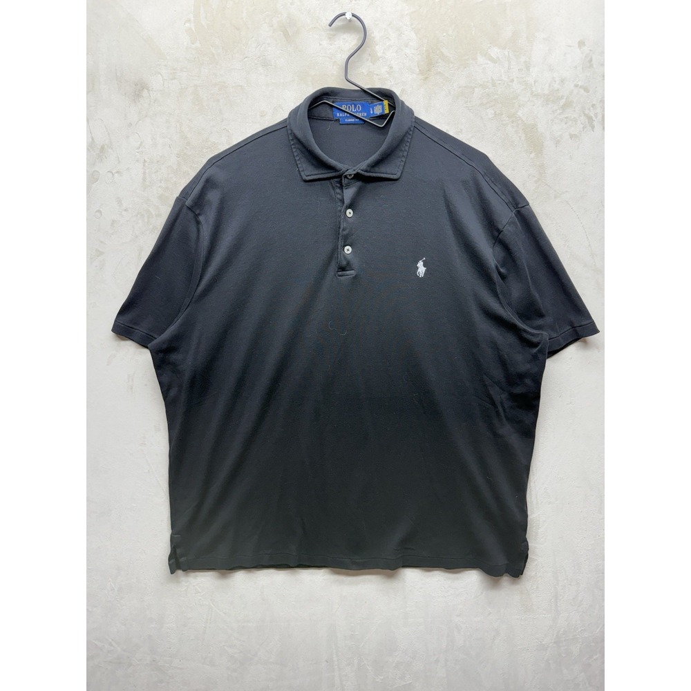 Polo Ralph Lauren Mens L Polo Shirt Black Classic Fit Soft Touch Cotton Pony